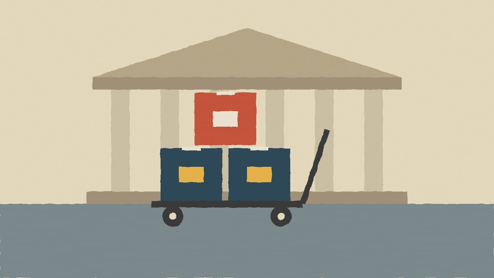 Ballot boxes returned on cart - illustration, Jake Team LLC
