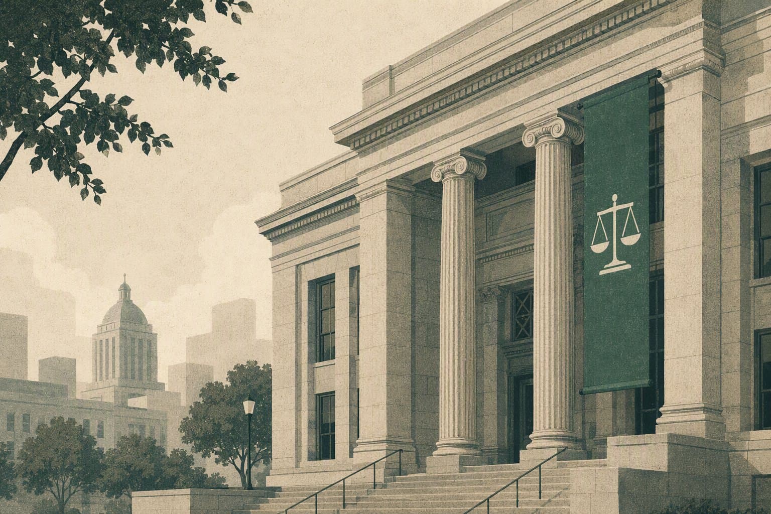 Oakland courthouse facade - illustration, Jake Team LLC