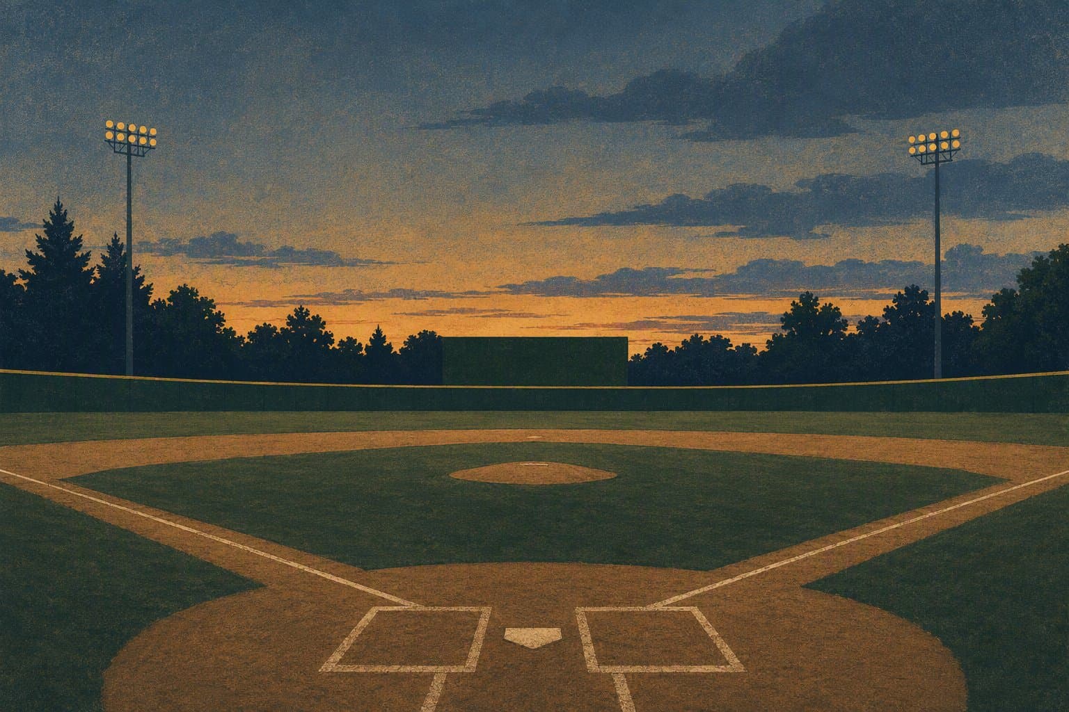 evening baseball stadium - illustration, Jake Team LLC