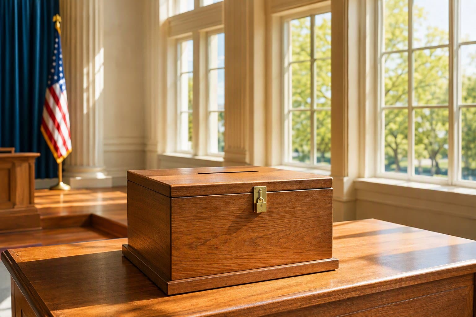 sunlit ballot box - illustration, Jake Team LLC
