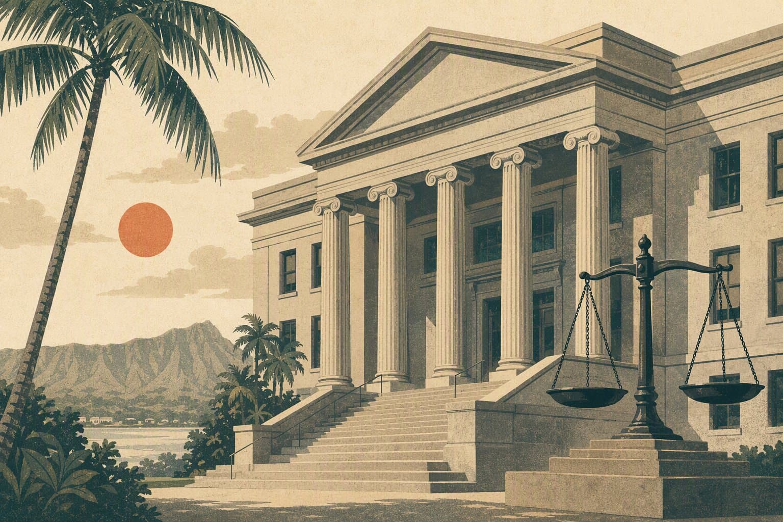 Honolulu courthouse - illustration, Jake Team LLC
