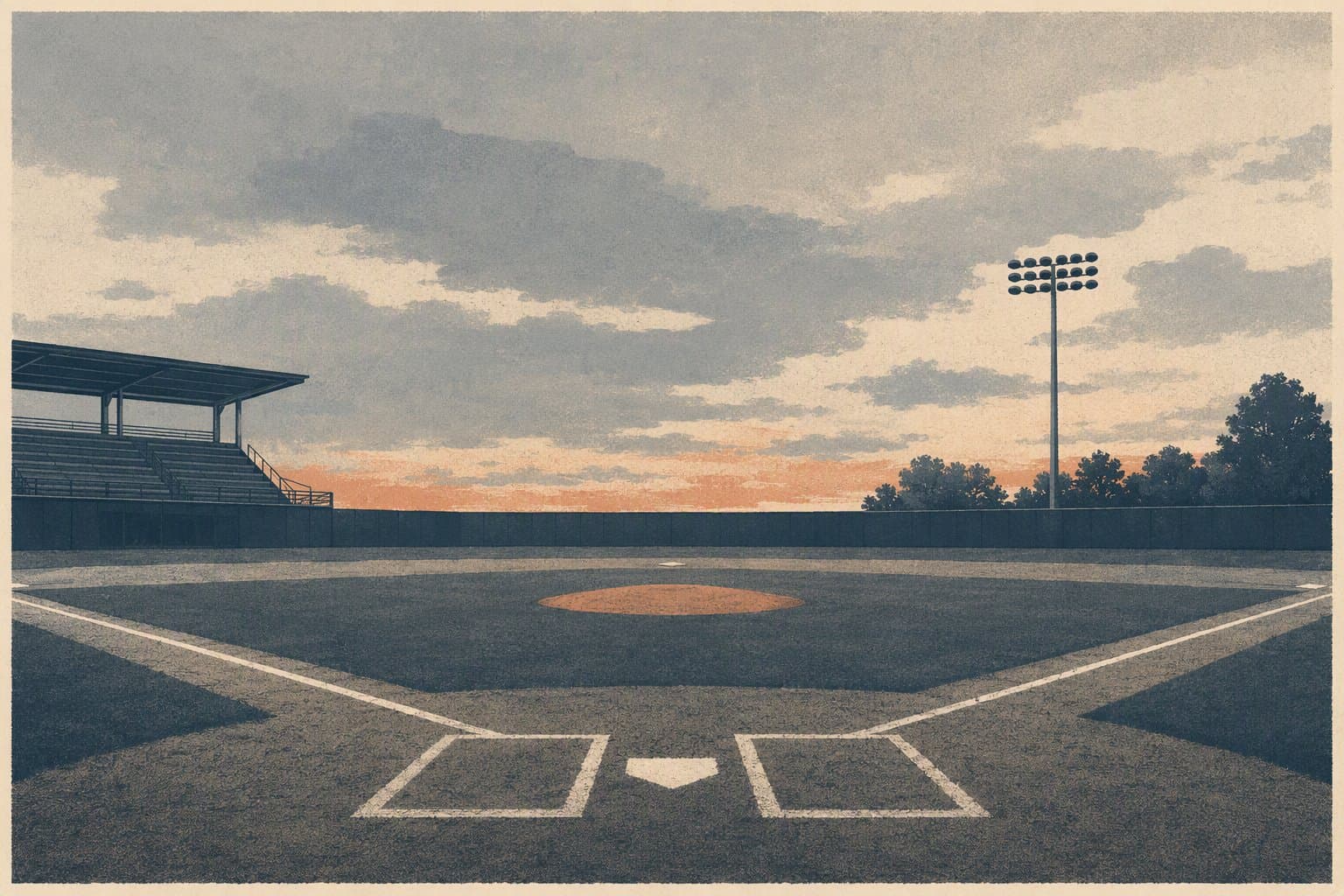 baseball stadium dusk - illustration, Jake Team LLC