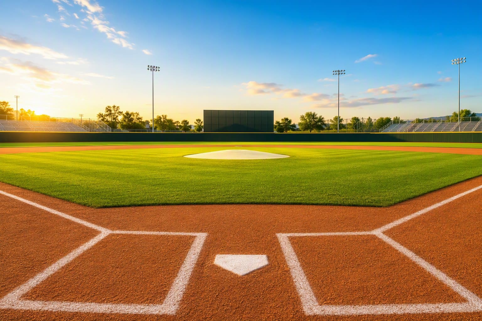 Sunlit Baseball Field - illustration, Jake Team LLC