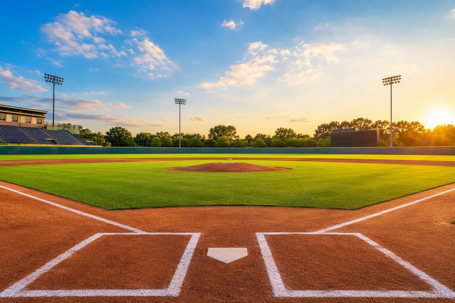 Sunlit Baseball Field - illustration, Jake Team LLC