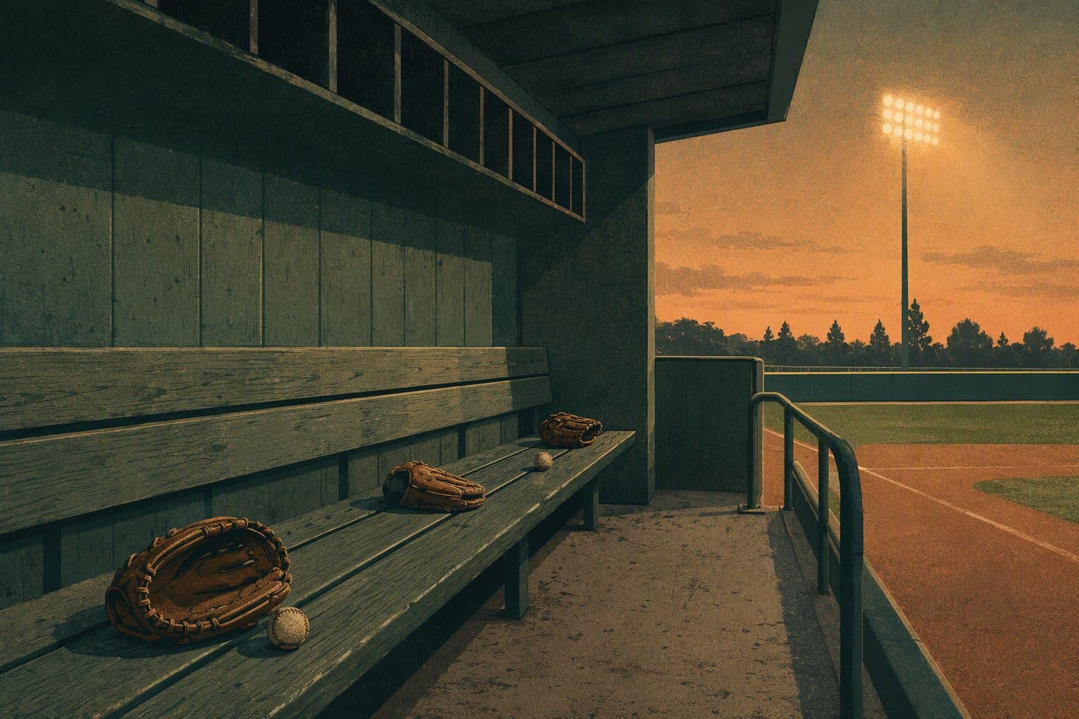 Empty stadium dugout - illustration, Jake Team LLC