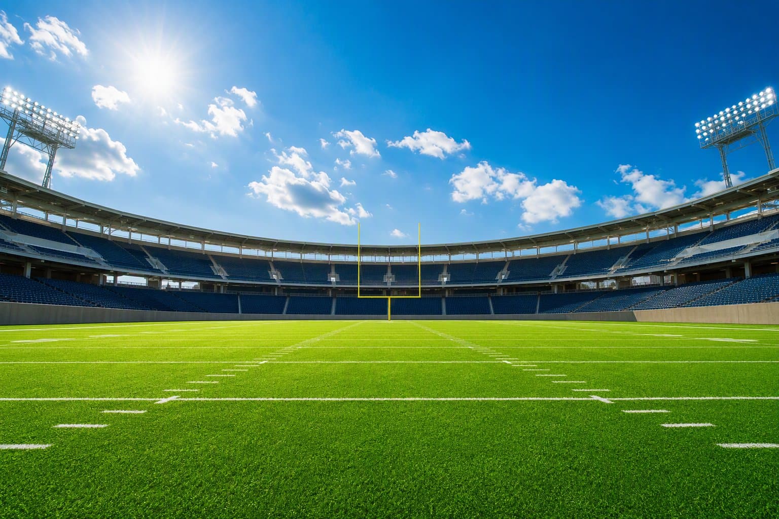 Sunlit football field - illustration, Jake Team LLC