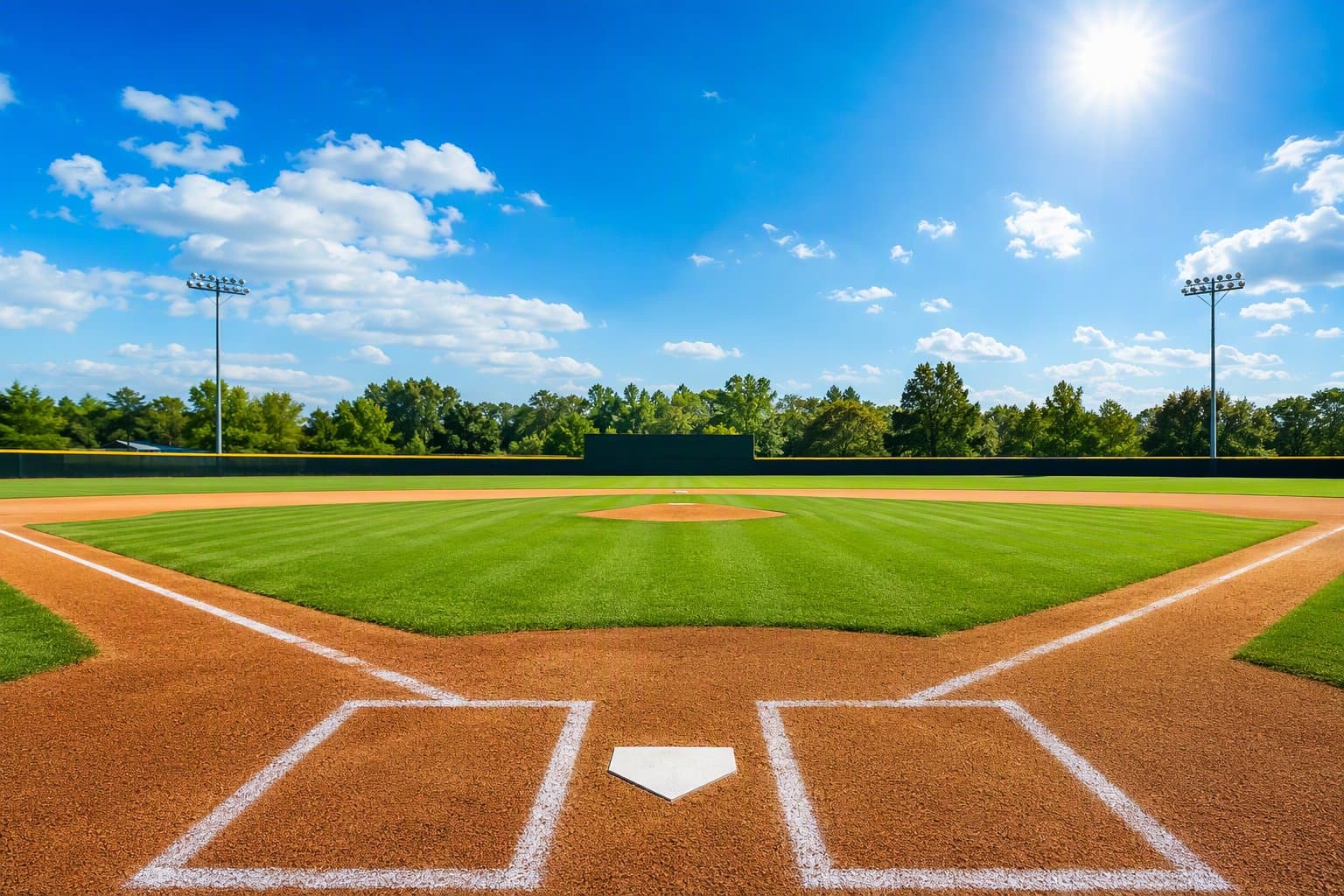 Empty Sunlit Ballpark - illustration, Jake Team LLC
