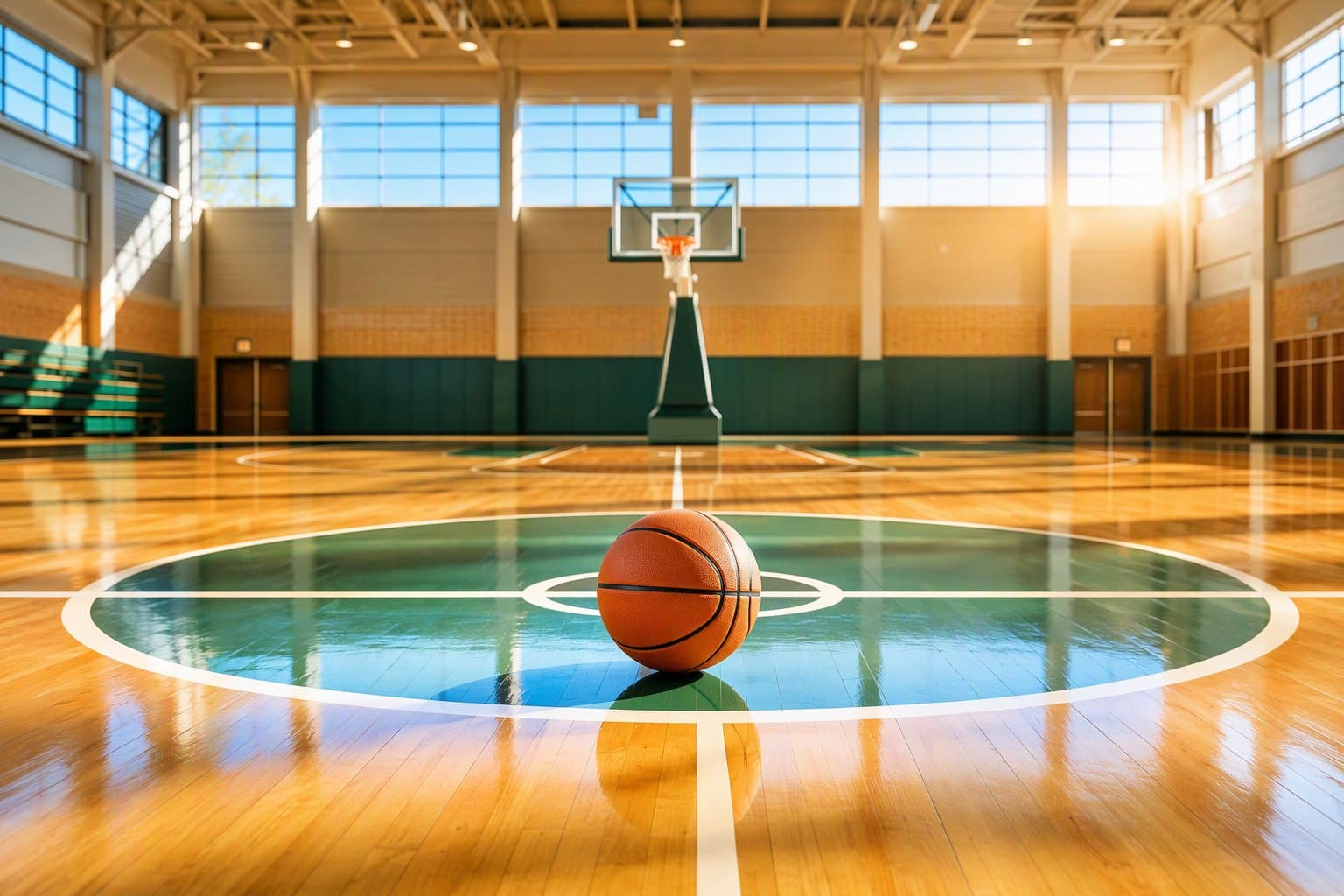 Sunlit Basketball Court - illustration, Jake Team LLC
