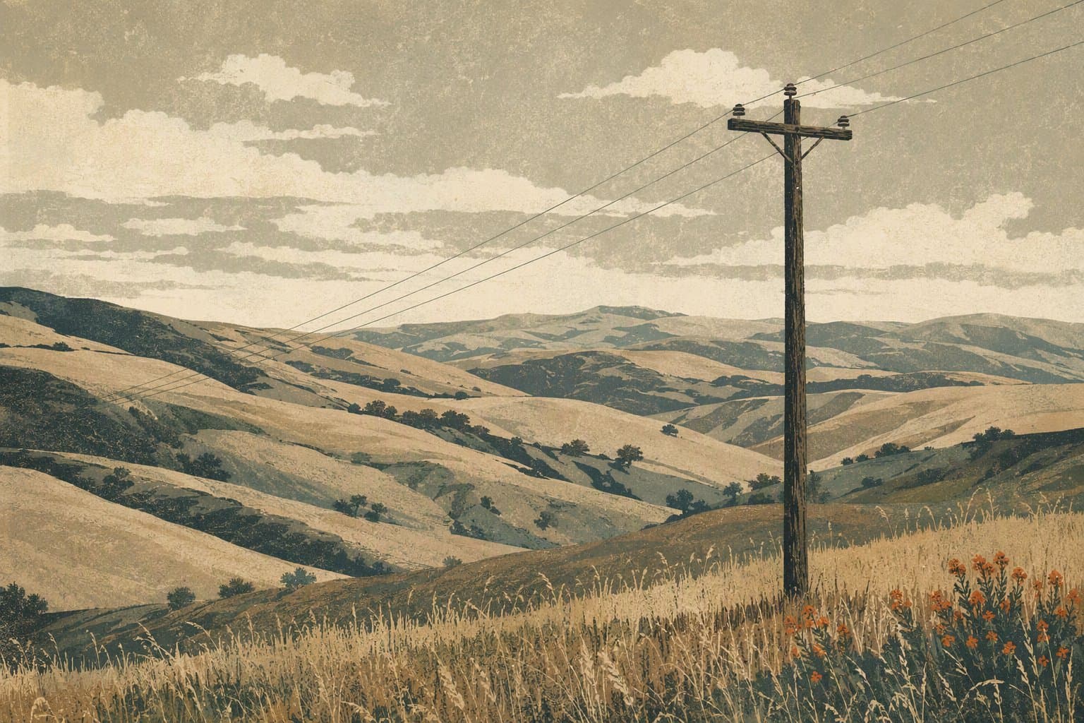 Altamont Pass hills - illustration, Jake Team LLC