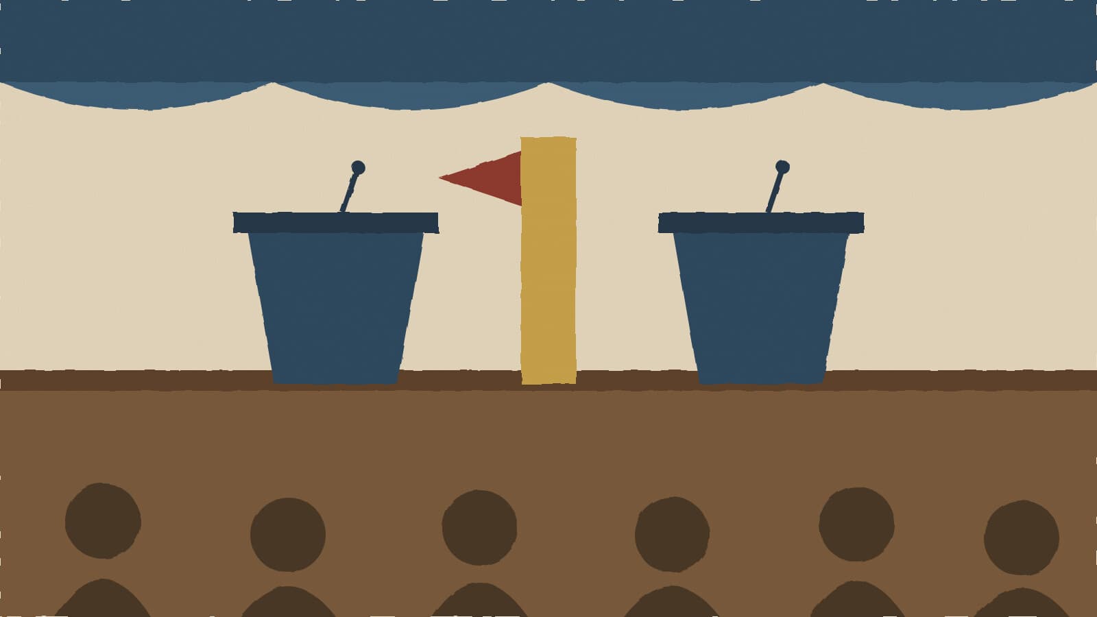 Candidates at a forum lectern - illustration, Jake Team LLC