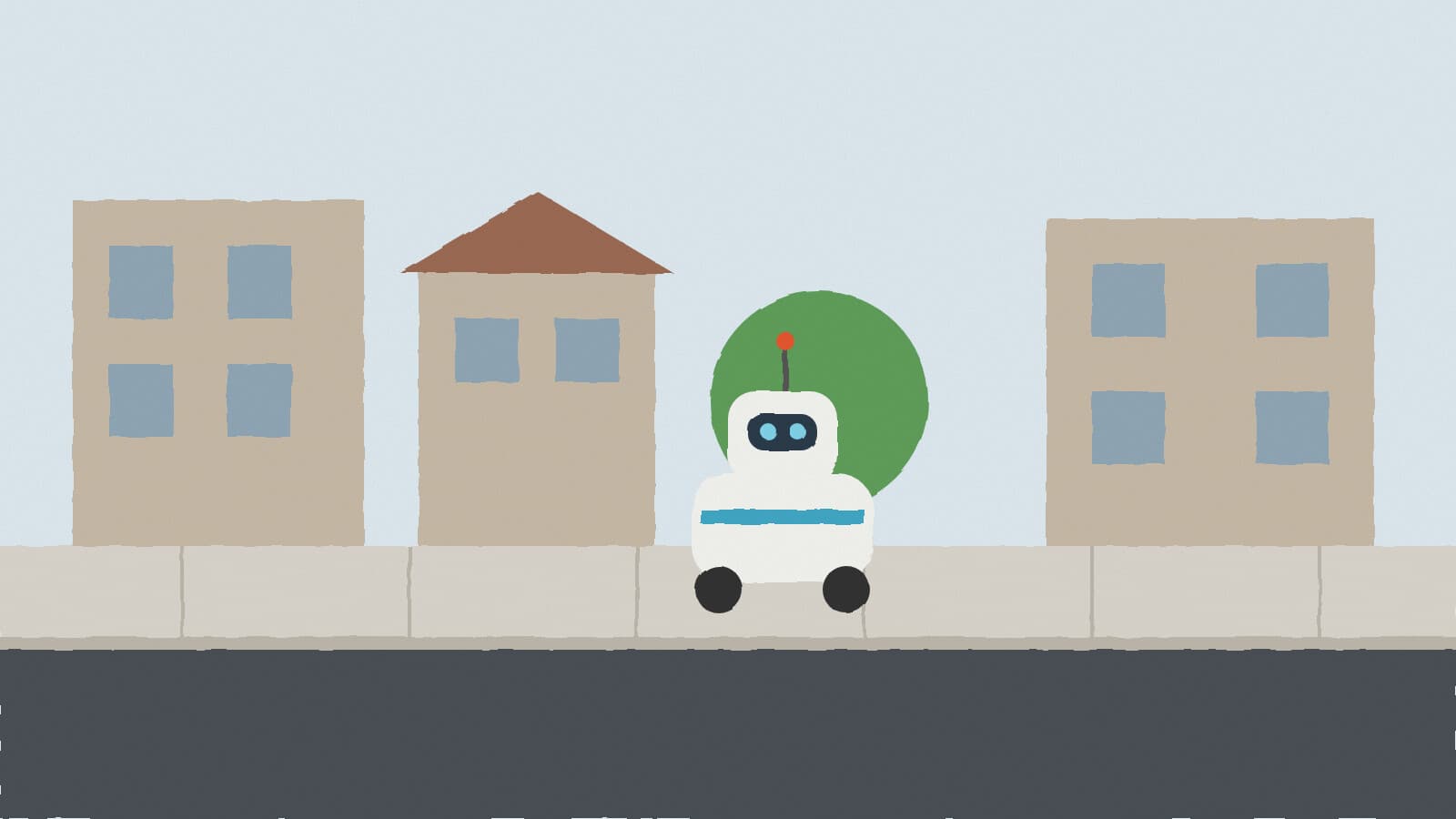 Sidewalk survey robot on street - illustration, Jake Team LLC