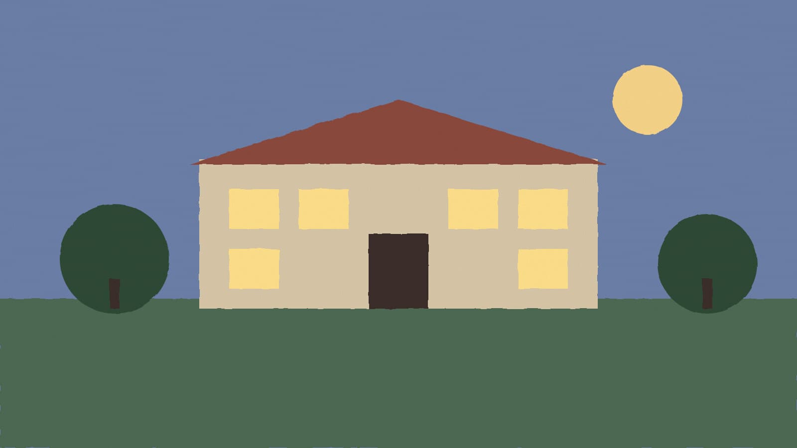School district office at dusk - illustration, Jake Team LLC
