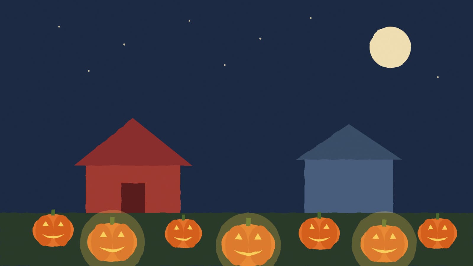 Glowing pumpkins at night - illustration, Jake Team LLC