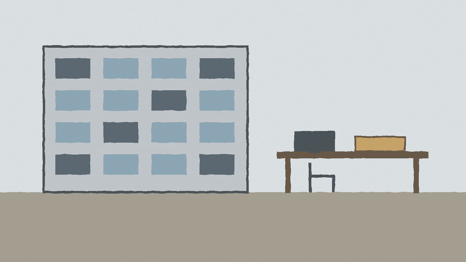 Office campus with empty desks - illustration, Jake Team LLC