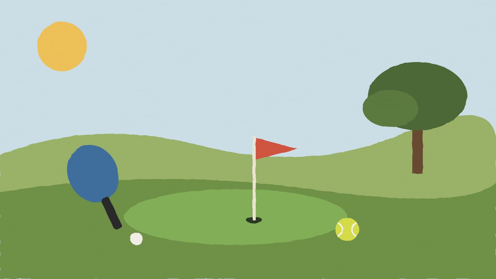 Golf green and charity flags - illustration, Jake Team LLC