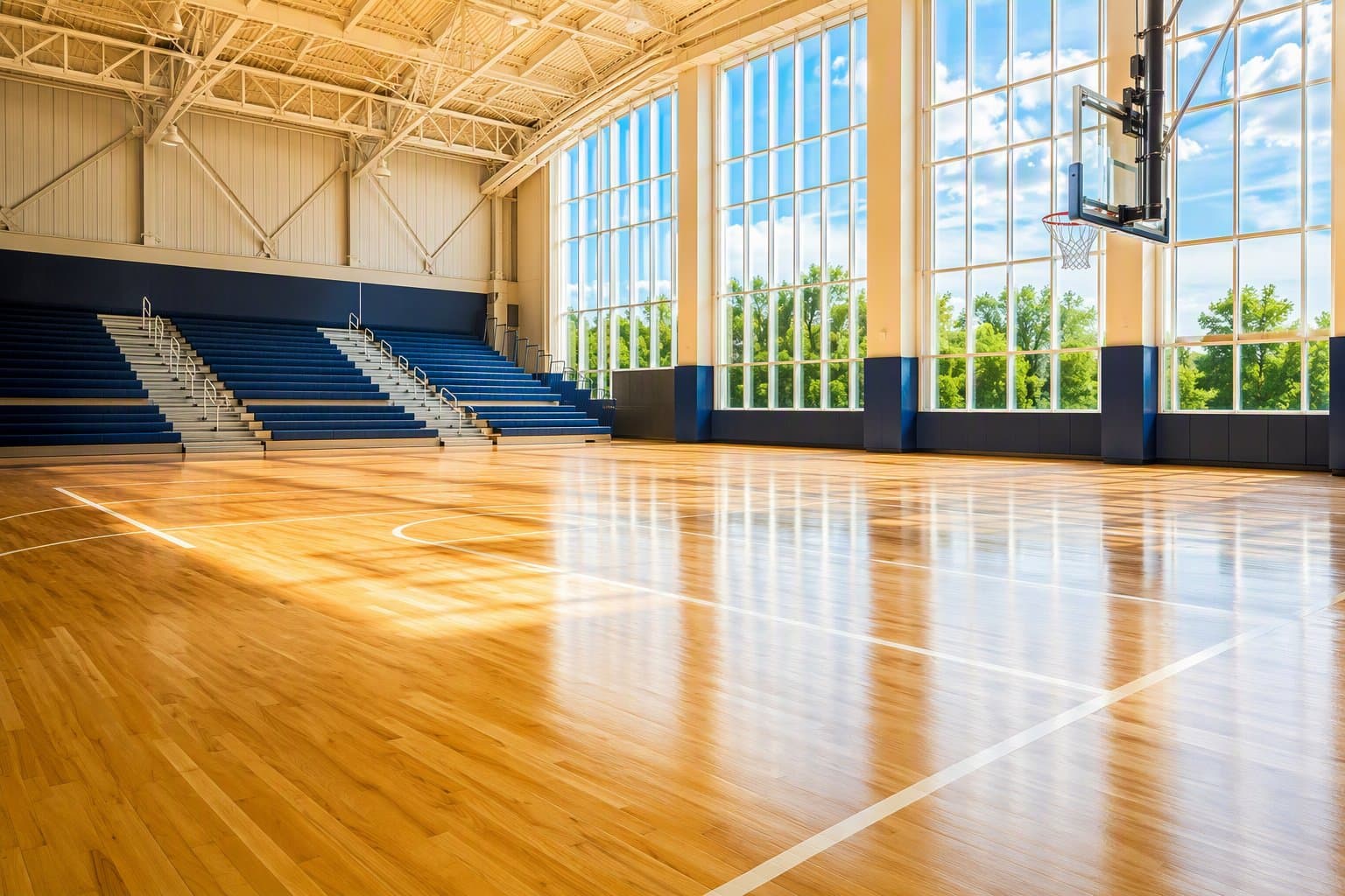 Sunlit basketball court - illustration, Jake Team LLC