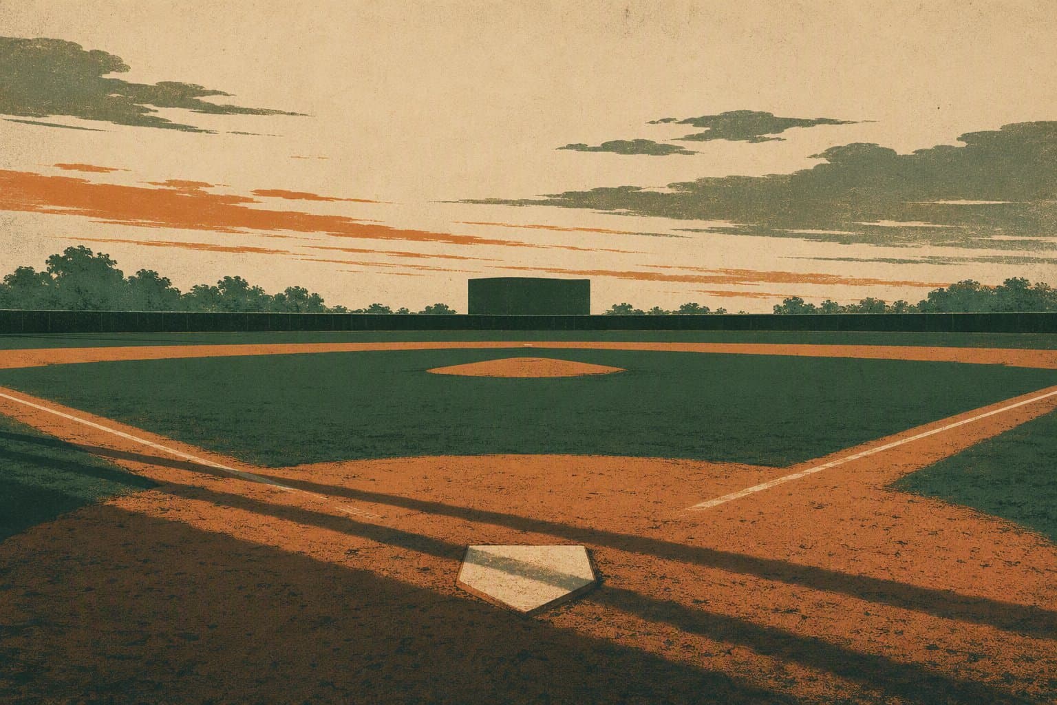 baseball field dusk - illustration, Jake Team LLC