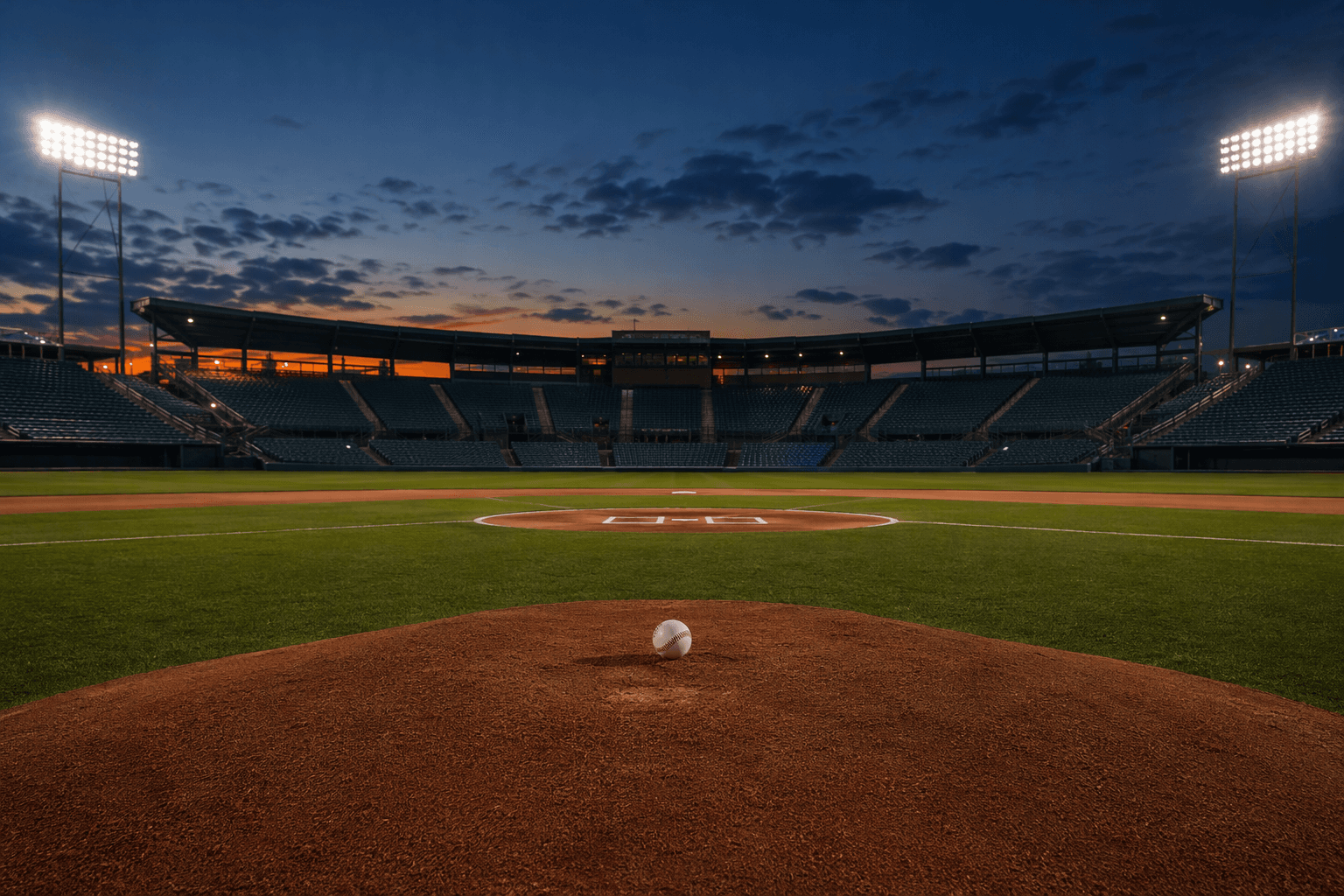 Baseball stadium dusk - illustration, Jake Team LLC