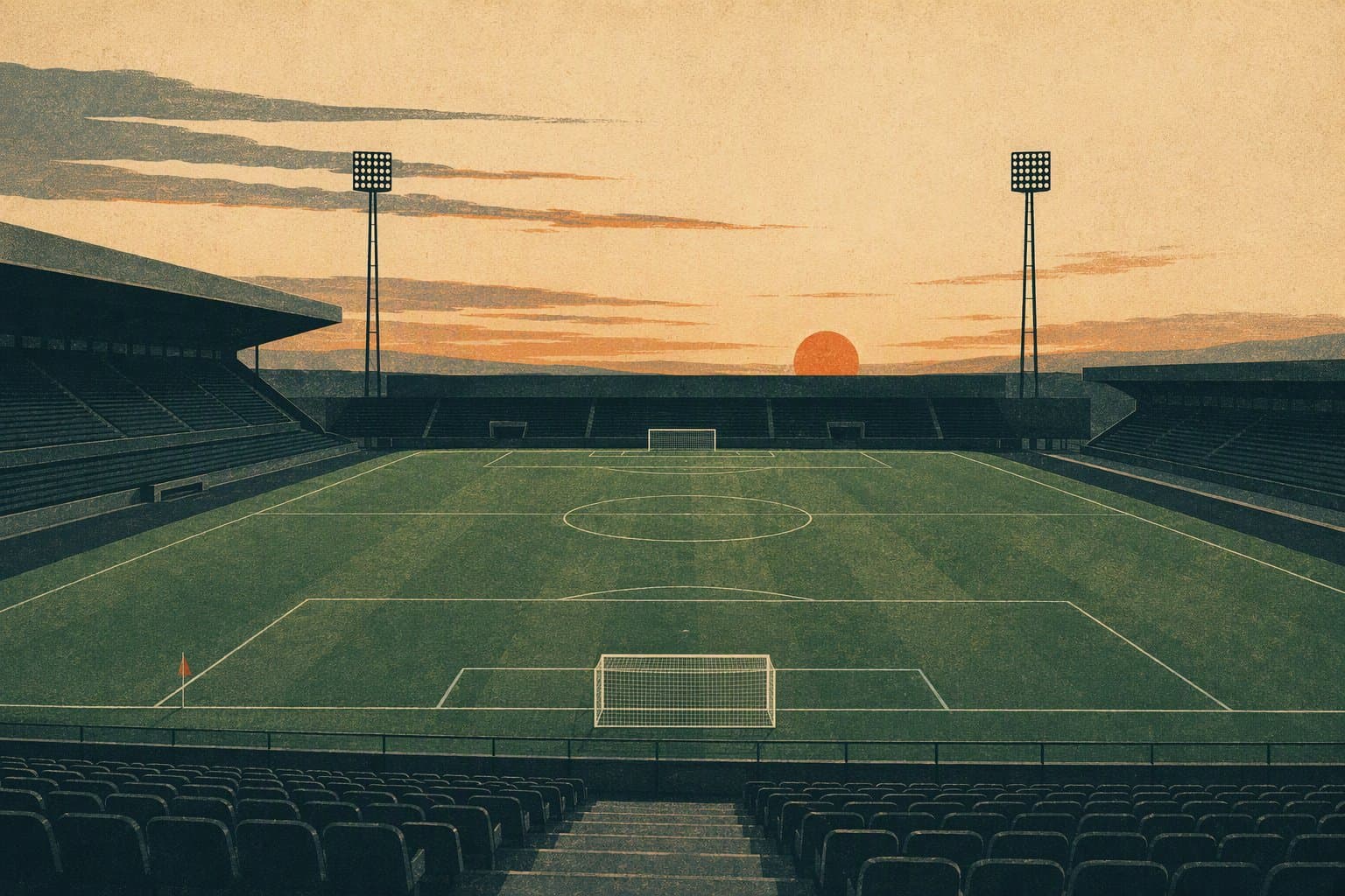 soccer stadium evening - illustration, Jake Team LLC