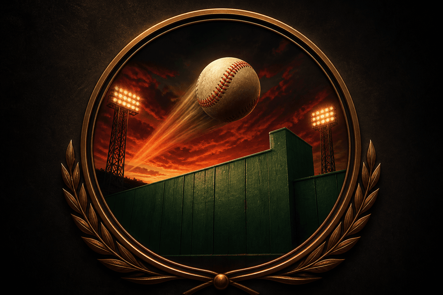 Award-style baseball emblem illustration, no athletes
